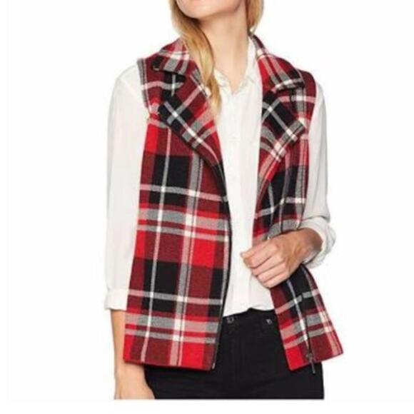 Chaps Jackets & Blazers - Chaps‎ Buffalo Check Black and Red Plaid Vest sz M
